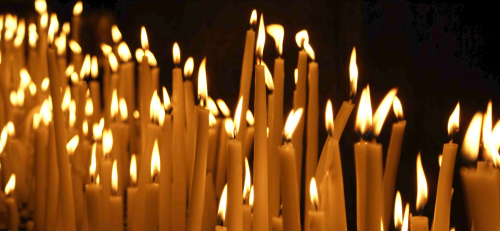 Candles lit before worship
